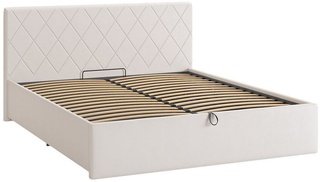 Кровать двуспальная 160x200 Ника с подъемным механизмом, белая экокожа
