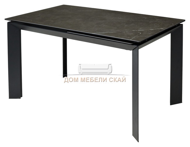 Стол обеденный раскладной CREMONA 140, KL-116 черный мрамор матовый итальянская керамика/черный каркас