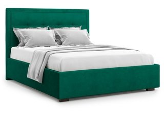 Кровать двуспальная 160x200 Komo без подъемного механизма, зеленый велюр velutto 33