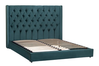 Кровать двуспальная 180x200 Melso, велюр зеленый green