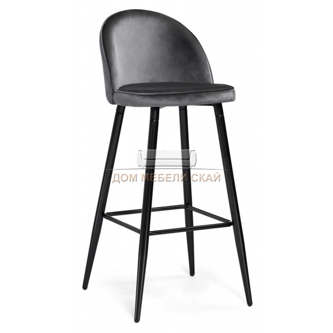 Барный стул Dodo 1, велюровый темно-серого цвета dark grey with edging/черный