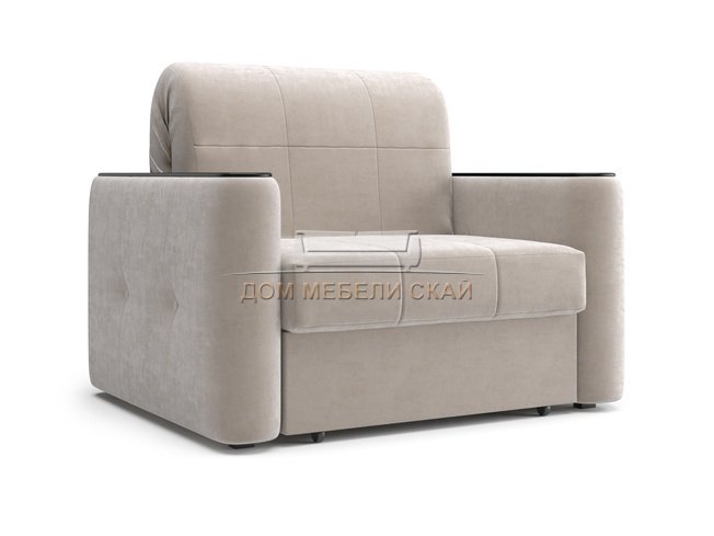 Кресло-кровать Ницца 800, velutto 17 бежевый/накладка венге