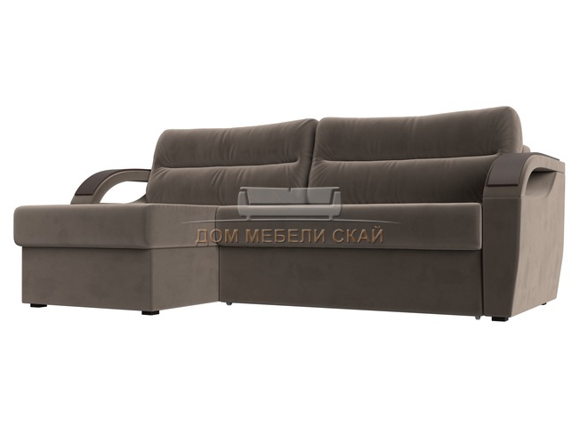 Угловой диван-кровать левый Форсайт, коричневый/велюр