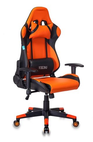 Кресло игровое CH-778N, оранжевая экокожа/черные вставки