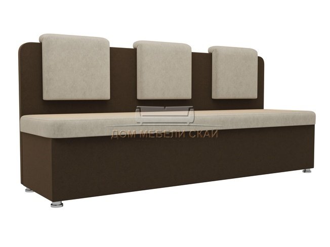 Кухонный диван Маккон 3-х местный, бежевый/коричневый/микровельвет