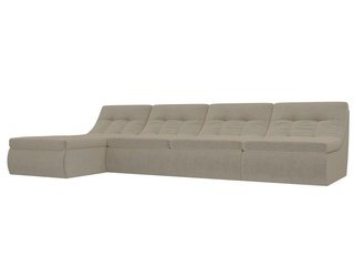 Угловой модульный диван-кровать левый Холидей, бежевый/микровельвет