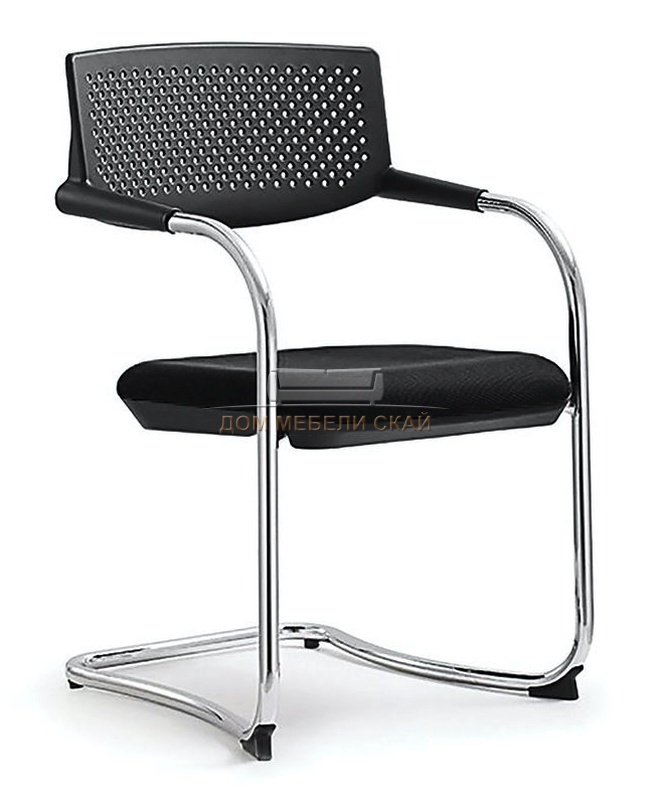 Кресло офисное Самба, black CF хром/черный пластик/черная ткань