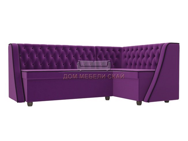 Кухонный угловой диван правый Лофт, фиолетовый/микровельвет
