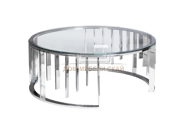 Стол журнальный 13RXCT8077-SILVER, стекло прозрачное/серебро