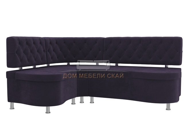 Кухонный угловой диван левый Вегас, фиолетовый/велюр