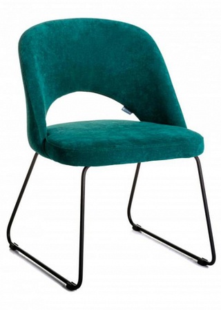 Стул-кресло Lars, микровельвет изумрудного цвета/линк черный