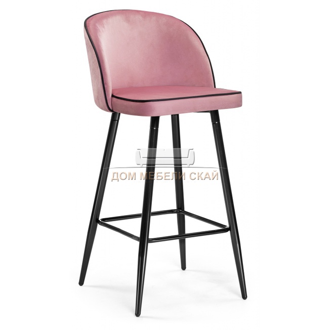 Барный стул Zefir, велюровый розового цвета pink
