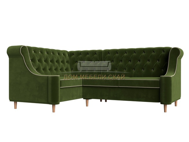 Угловой диван левый Бронкс, зеленый/микровельвет