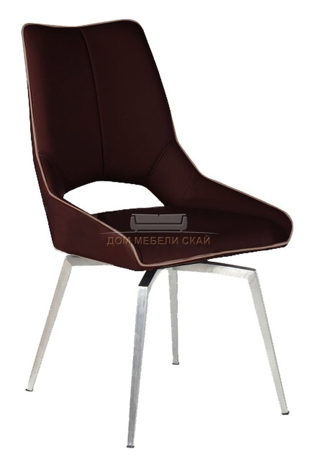 Стул металлический крутящийся PARADOX, экокожа коричневого цвета/серый каркас