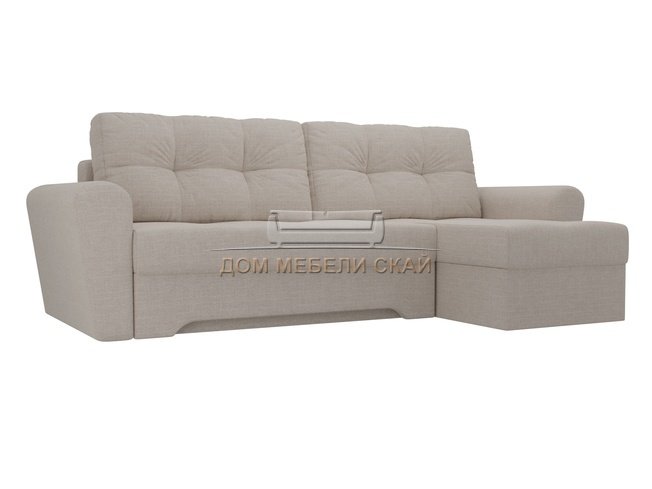 Угловой диван-кровать правый Амстердам, бежевый/рогожка