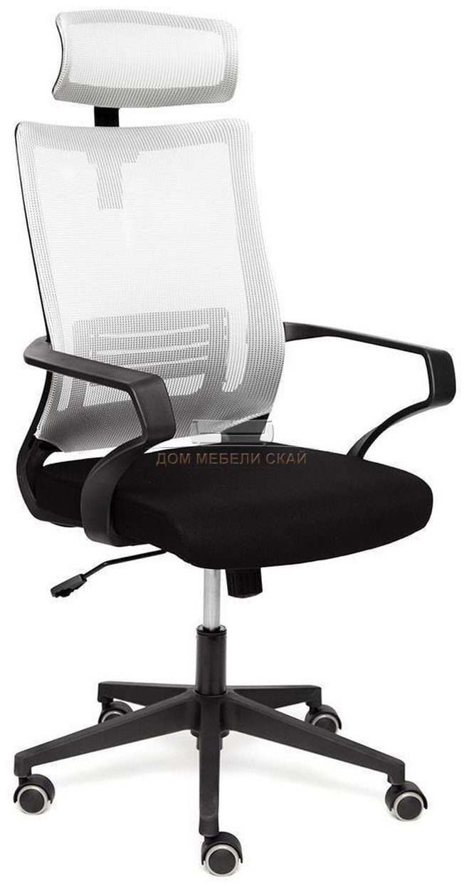 Кресло офисное MESH-4HR, черно-серая ткань