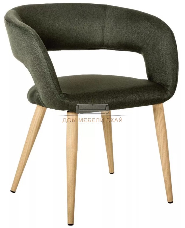 Стул-кресло Walter, рогожка темно-зеленого цвета/натуральный дуб