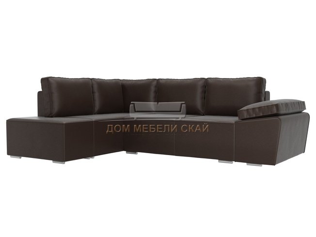 Угловой диван-кровать левый Хавьер, коричневый/экокожа