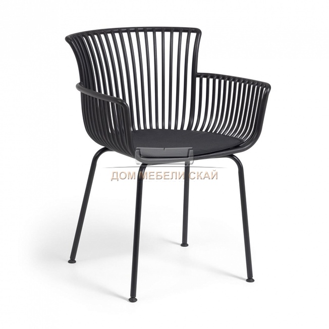 Садовый стул Surpika, черный/рогожка серого цвета