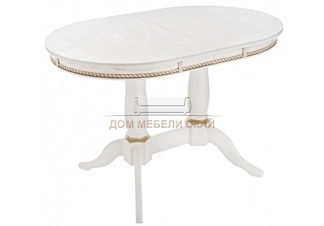 Стол обеденный раздвижной Кантри 120, молочный с золотой патиной