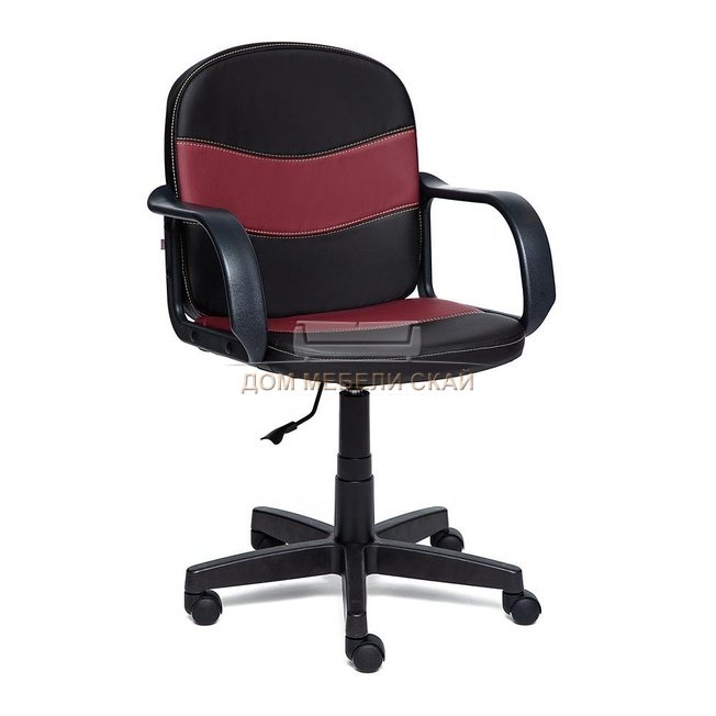 Кресло офисное Багги Baggi, черная/бордовая экокожа