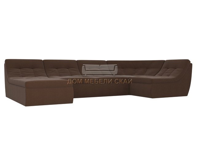 П-образный угловой диван Холидей, коричневый/рогожка