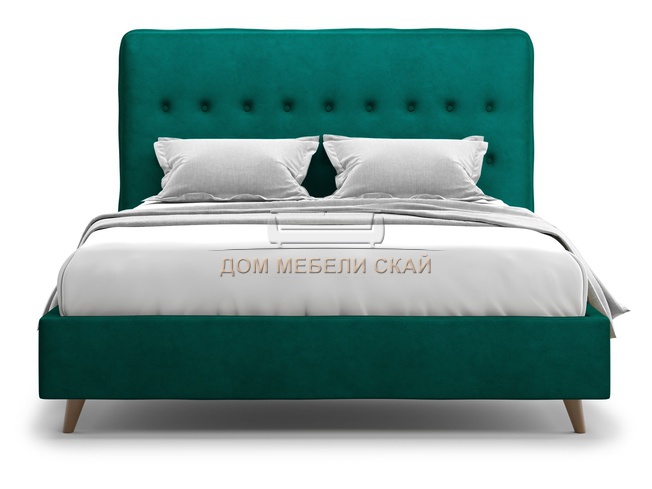 Кровать полутороспальная 140x200 Bergamo Lux, зеленый велюр velutto 33