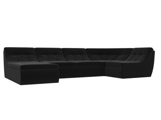 П-образный угловой диван Холидей, черный/микровельвет