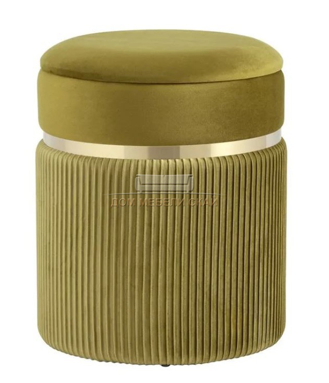 Пуф Миранда с ящиком, велюр оливковый