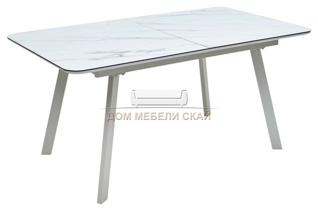 Стол обеденный раздвижной ARUBA 140, GREY-WHITE/WHITE глазурованное стекло