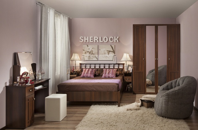 Спальня Sherlock с 4-дверным шкафом, орех шоколадный