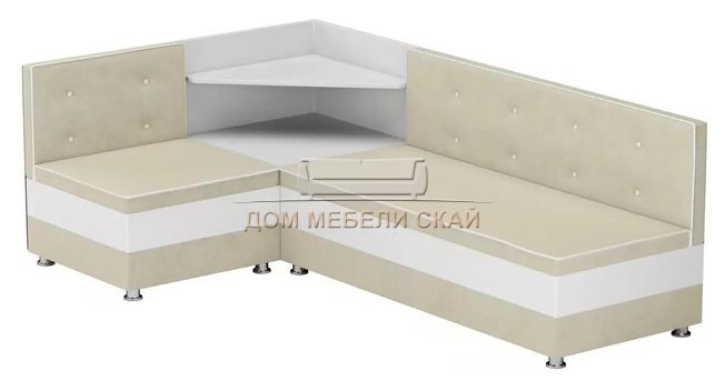 Кухонный угловой диван левый Милан, бежевый/микровельвет