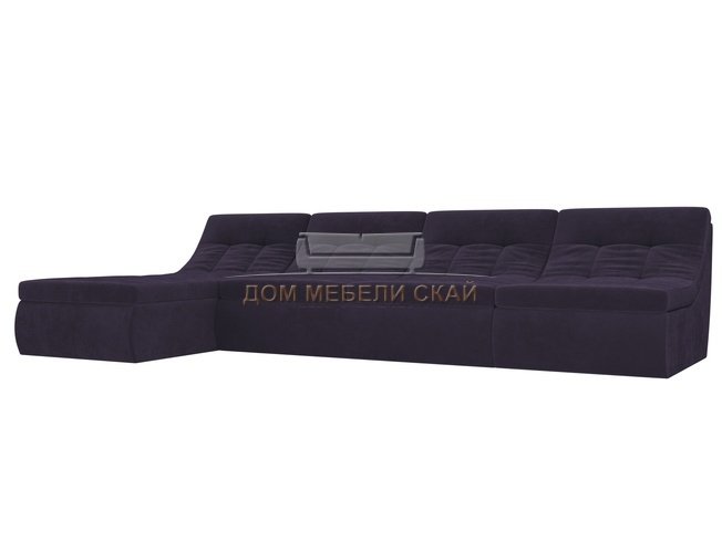 Угловой модульный диван-кровать левый Холидей, фиолетовый/велюр