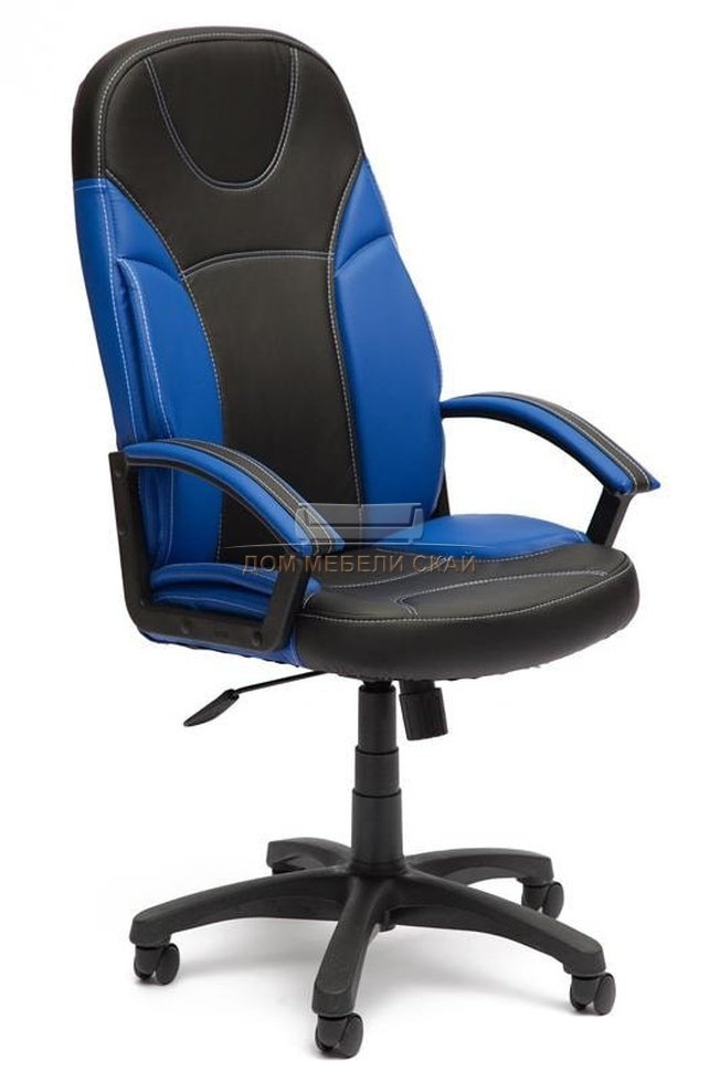 Кресло офисное Твистер Twister, черная/синяя экокожа