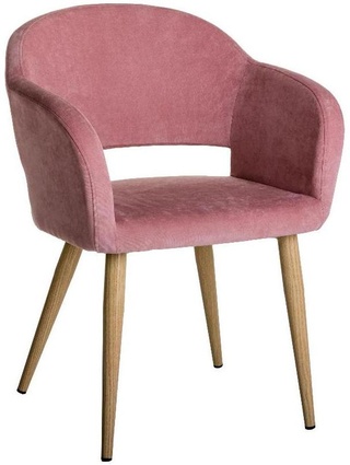 Стул-кресло Oscar, микровельвет розового цвета/натуральный дуб