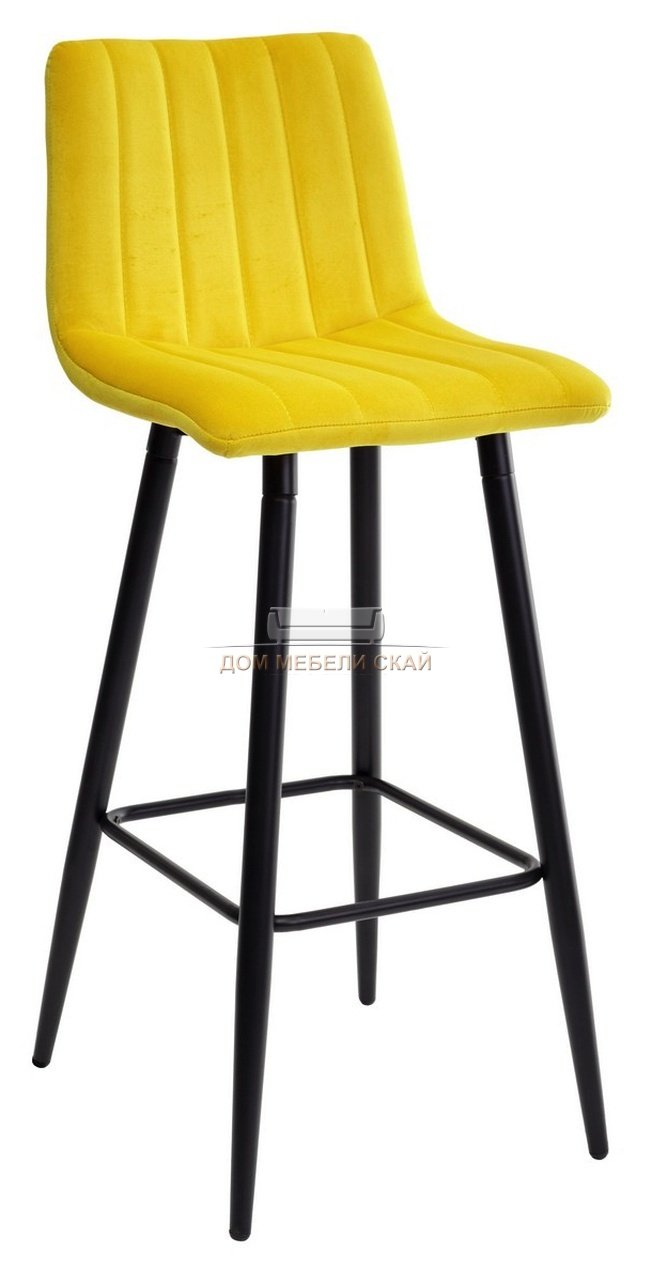 Барный стул DERRY, велюровый желтого цвета золотая осина/черный