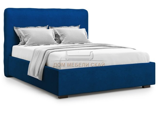 Кровать двуспальная 180x200 Brachano с подъемным механизмом, синий велюр velutto 26