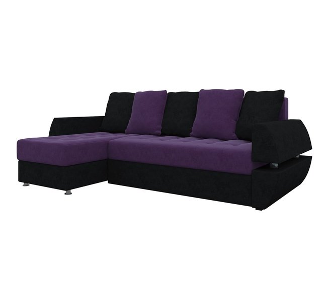 

Угловой диван-кровать левый Атлантида У/Т, фиолетовый/черный/микровельвет