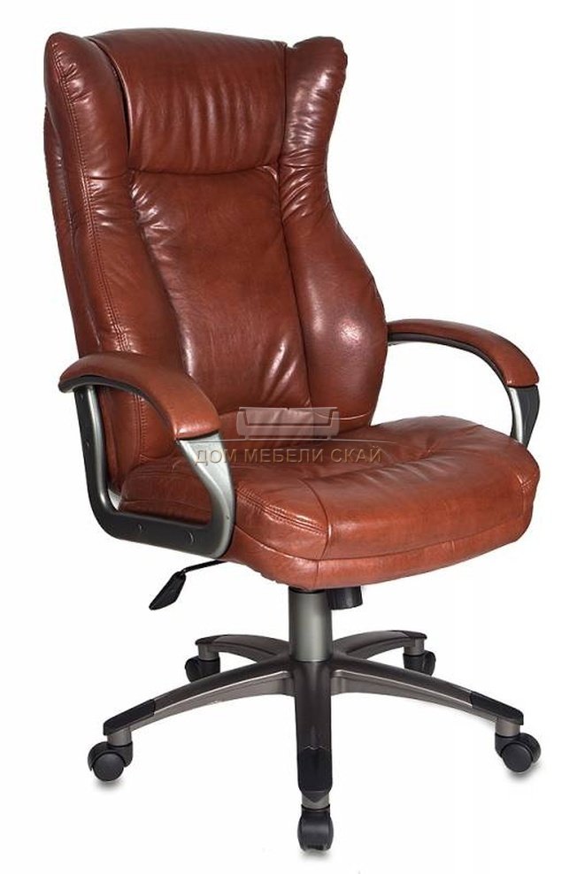 Кресло руководителя CH-879DG, коричневая экокожа