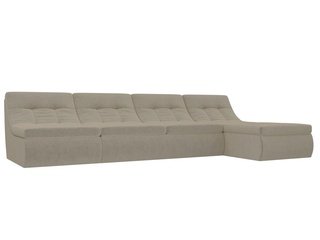 Угловой модульный диван-кровать правый Холидей, бежевый/микровельвет