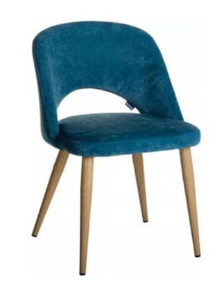 Стул-кресло Lars, микровельвет голубого цвета/темный орех