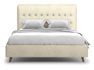 Кровать двуспальная 180x200 Bergamo Lux, бежевый велюр velutto 17
