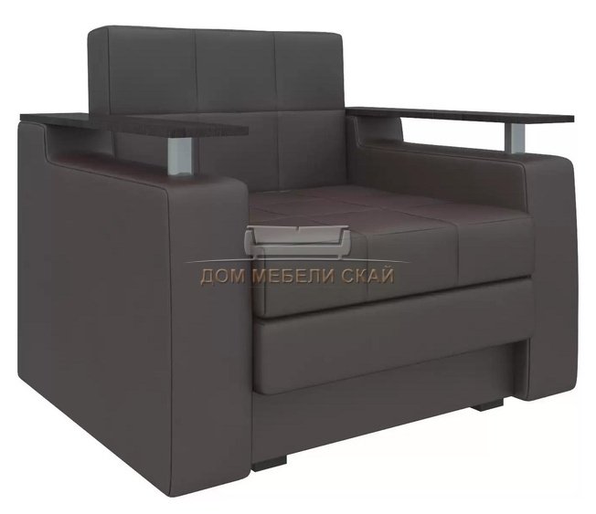 Кресло-кровать Мираж, коричневое/экокожа