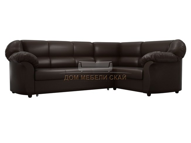 Угловой диван-кровать правый Карнелла, коричневый/экокожа