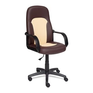 Кресло офисное Парма Parma, коричневая/бежевая экокожа