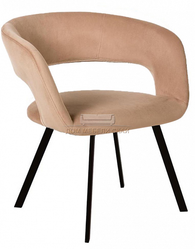 Стул-кресло Walter, велюровый бежевого цвета/арки черный
