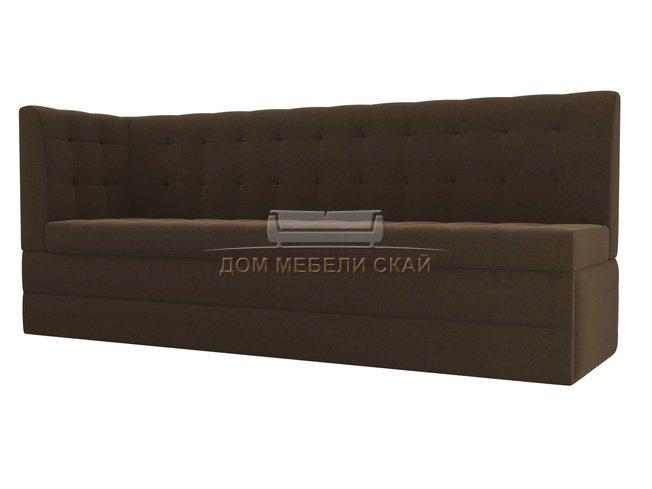 Кухонный угловой диван со спальным местом левый Бриз, коричневый/микровельвет