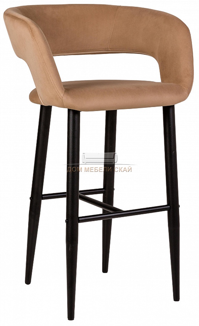 Стул-кресло барное Walter, велюровый бежевого цвета/черный