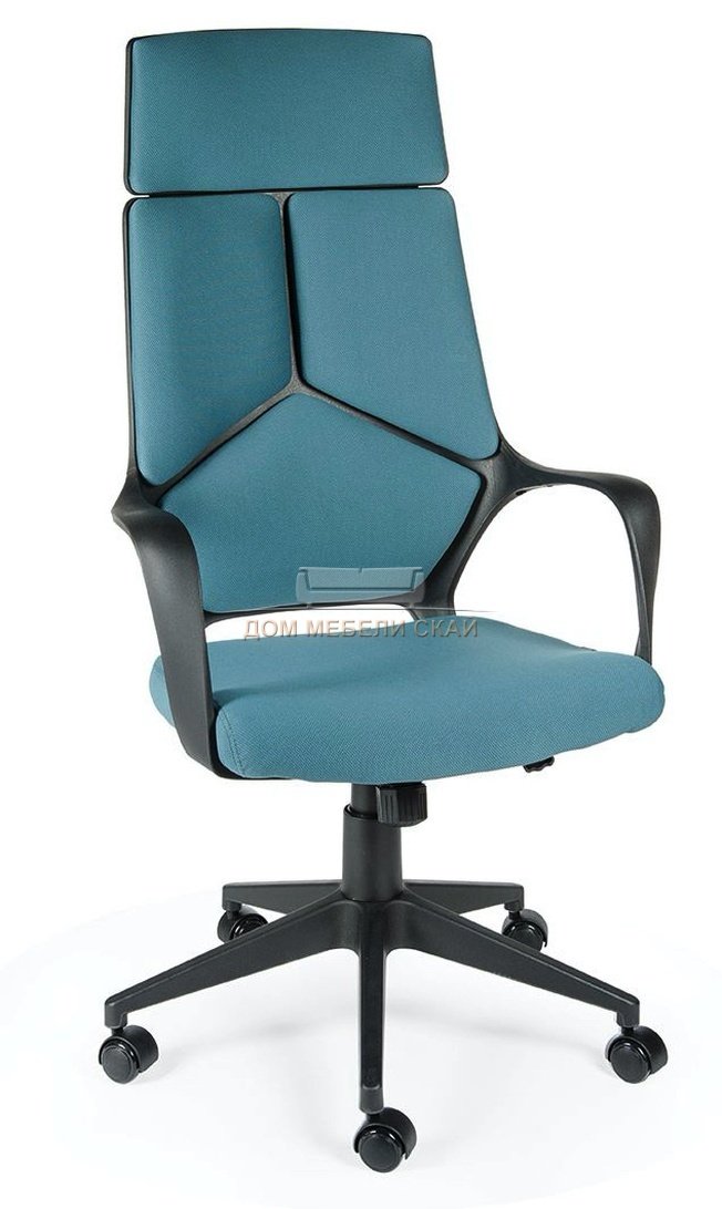 Кресло офисное IQ, Black plastic blue/черный пластик/голубая ткань
