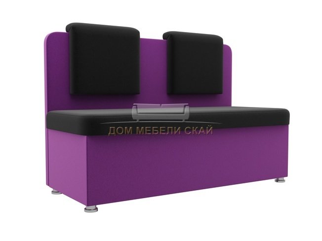 Кухонный диван Маккон 2-х местный, черный/фиолетовый/микровельвет